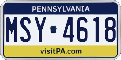 PA license plate MSY4618