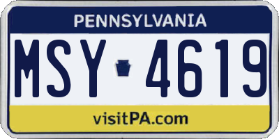PA license plate MSY4619