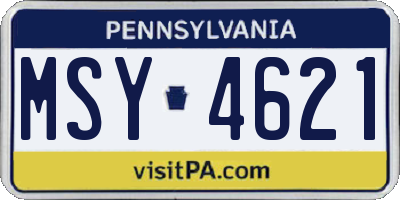PA license plate MSY4621