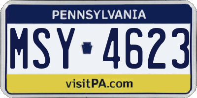 PA license plate MSY4623