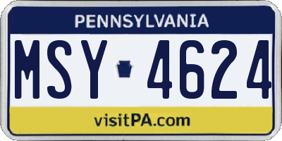 PA license plate MSY4624