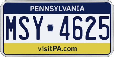 PA license plate MSY4625