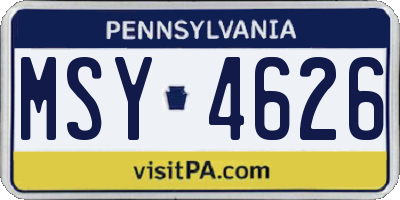 PA license plate MSY4626