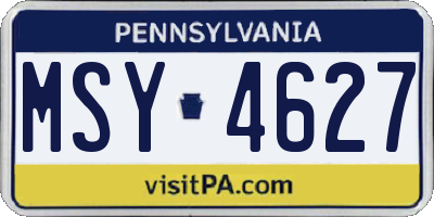 PA license plate MSY4627