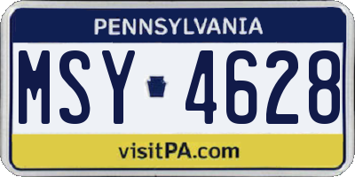 PA license plate MSY4628