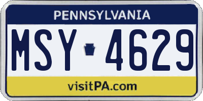 PA license plate MSY4629