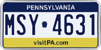 PA license plate MSY4631