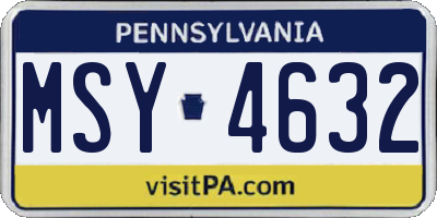 PA license plate MSY4632