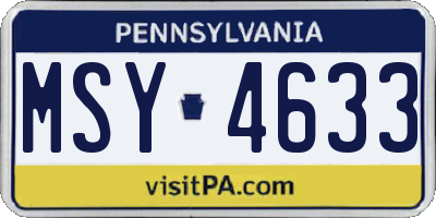 PA license plate MSY4633
