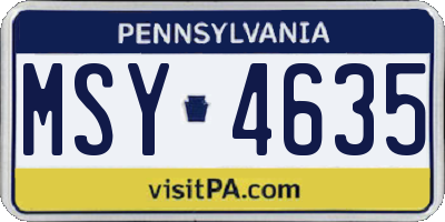 PA license plate MSY4635