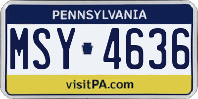 PA license plate MSY4636