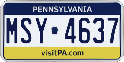 PA license plate MSY4637