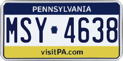 PA license plate MSY4638