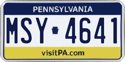 PA license plate MSY4641