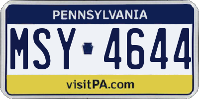 PA license plate MSY4644