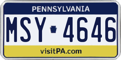PA license plate MSY4646