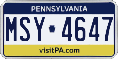 PA license plate MSY4647