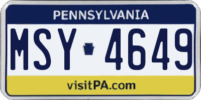PA license plate MSY4649