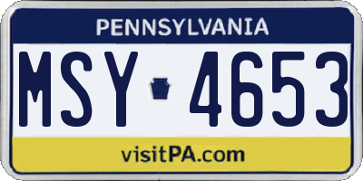 PA license plate MSY4653