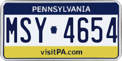 PA license plate MSY4654