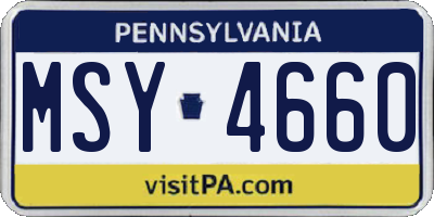 PA license plate MSY4660