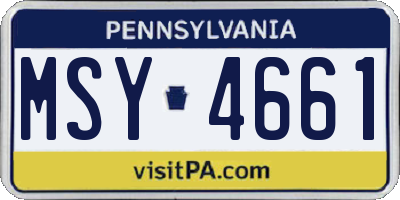 PA license plate MSY4661