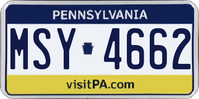 PA license plate MSY4662