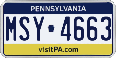 PA license plate MSY4663