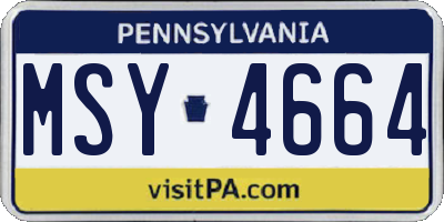 PA license plate MSY4664