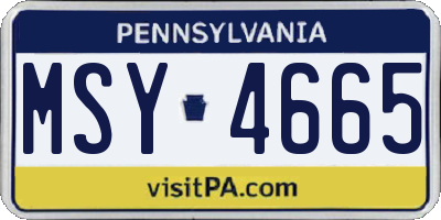 PA license plate MSY4665