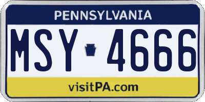 PA license plate MSY4666