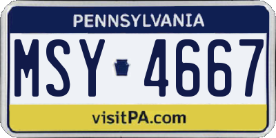 PA license plate MSY4667