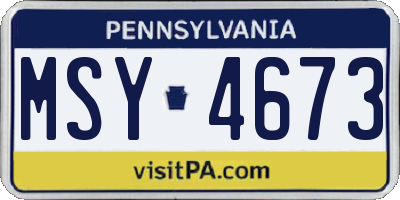 PA license plate MSY4673