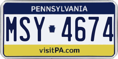 PA license plate MSY4674