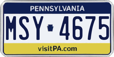 PA license plate MSY4675