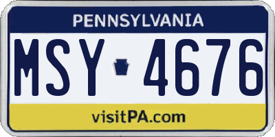 PA license plate MSY4676