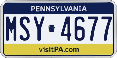 PA license plate MSY4677
