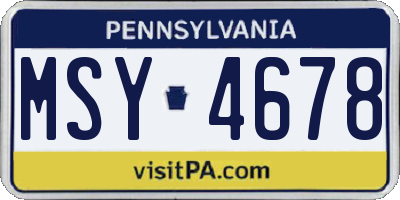 PA license plate MSY4678