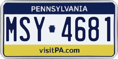 PA license plate MSY4681