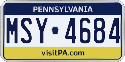 PA license plate MSY4684
