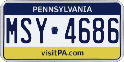 PA license plate MSY4686