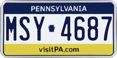 PA license plate MSY4687
