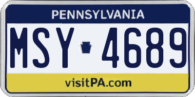 PA license plate MSY4689