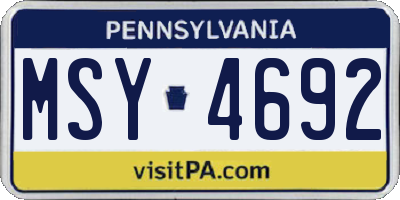 PA license plate MSY4692