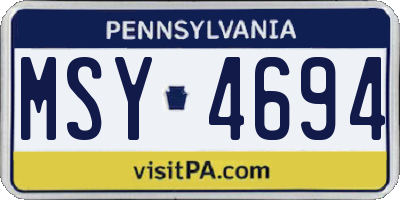PA license plate MSY4694