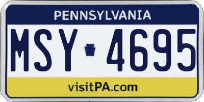 PA license plate MSY4695