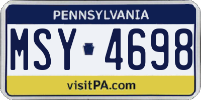 PA license plate MSY4698