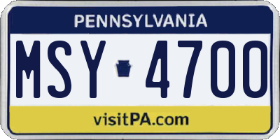 PA license plate MSY4700