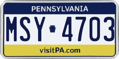 PA license plate MSY4703