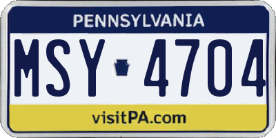 PA license plate MSY4704